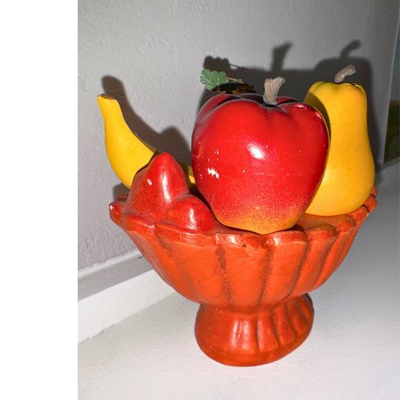 Vintage Chalkware Fruit Bowl Centerpiece with Salt and Pepper Shakers - Picture 5 of 9